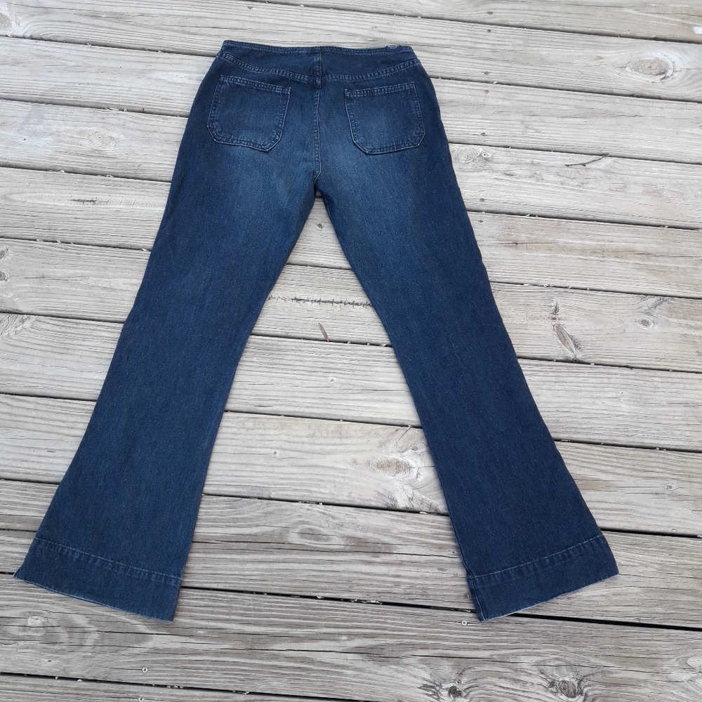 Vintage Bell Bottom Jeans Button Fly VTG 90s Cotton Denim Abercrombie & Fitch 6 - Picture 3 of 13